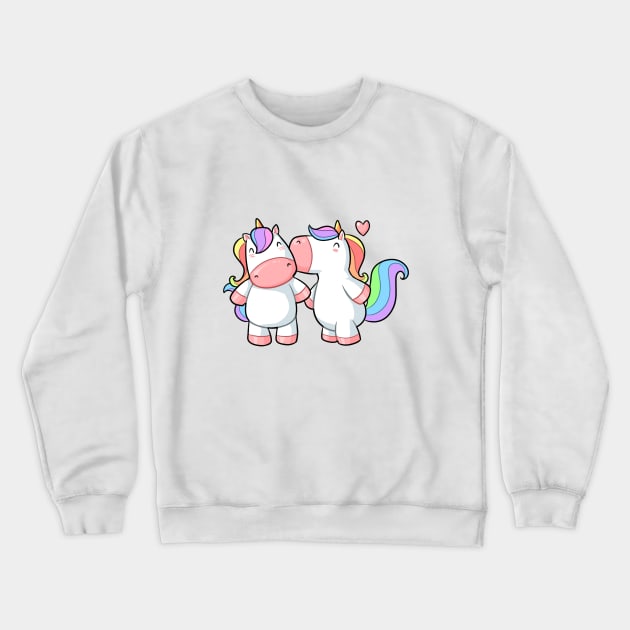 Kawaii unicorn in love Crewneck Sweatshirt by Japanese Designs